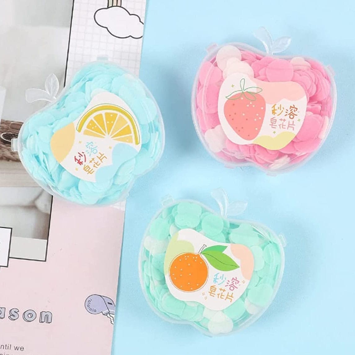 Apple Paper Soap, Hand Wash Travel Soap, Scented Soft Paper Soap, Travel Disposable Soap Sheet, Mini Scented Disinfecting Paper Soap Petals, Pocket Soaps for Hand Wash, Multicolor Petals Paper Clean Soft Soap. Apple Paper Soap, Hand Wash Travel Soap, Scented Soft Paper Soap, Travel Disposable Soap Sheet, Mini Scented Disinfecting Paper Soap Petals, Pocket Soaps for Hand Wash, Multicolor Petals Paper Clean Soft Soap.